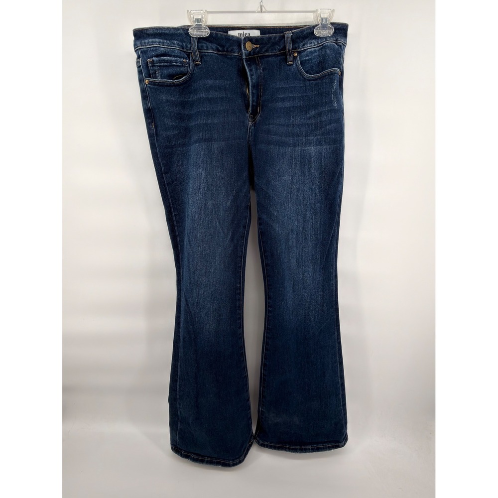 Mica Denim Bohn Mid Rise Flare Jeans Dark Wash Womens Size 31 Stretch MDP-F120DK